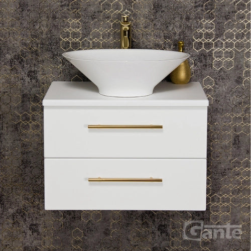 Balta 60cm BELLI GOLD vonios spintelė su stalviršiu ir kriaukle