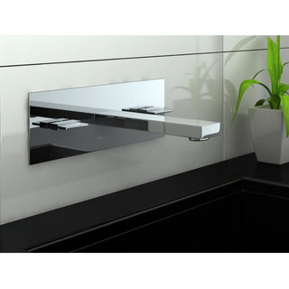 Sienoje montuojamas blizgaus chromo Kohlman Excelent QW195H maišytuvas virš praustuvo.