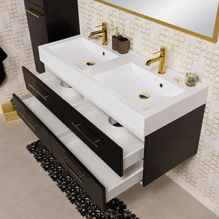 BELLI GOLD JG120-S2P juoda 120 cm vonios spintelė su dvigubu praustuvu