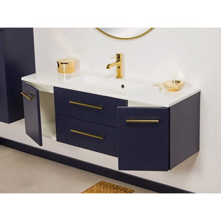 BELLI GOLD MG120-P tamsiai mėlyna 120 cm spintelė su baltu SOMA praustuvu