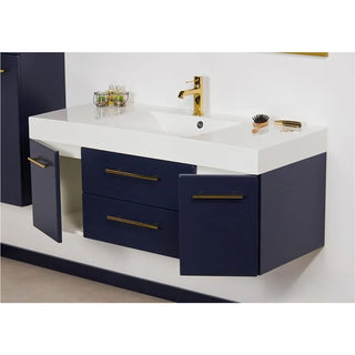 BELLI GOLD MG120-S1P tamsiai mėlyna 120 cm spintelė su baltu NELA praustuvu