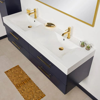 BELLI GOLD MG160-SS2P tamsiai mėlyna spintelė su vientisu baltu praustuvu