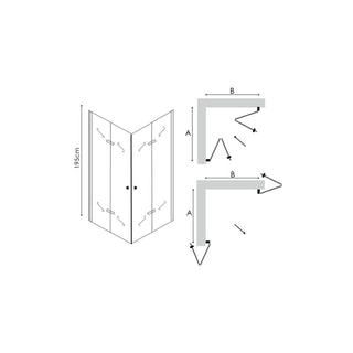 Dušo kabinos Arizona techninis brėžinys su matmenimis