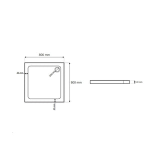 Techninis duso padeklo breziniu planas su 800 mm ilgio ir plocio ismatavimais bei 40 mm aukscio schema.