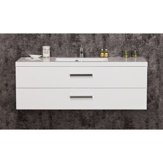 Balta FOKUS NEW 120 cm vonios spintelė su dviem stalčiais, fotografuota tiesiai iš priekio.