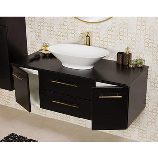 Juoda BELLI GOLD 120 cm vonios spintelė su pastatomu praustuvu