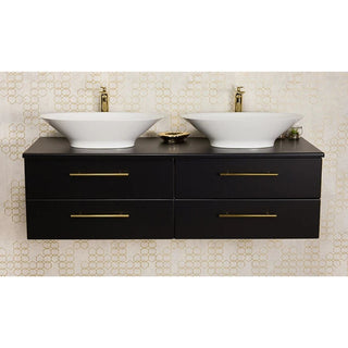 Juoda vonios spintelė BELLI GOLD JG140-S2P 140 cm su dviem praustuvais