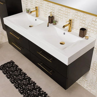 Juoda vonios spintelė BELLI GOLD JG140-SS2P 140 cm su dvigubu praustuvu