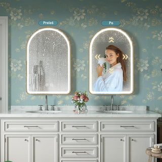 LED veidrodis su šildymo funkcija – palyginimas prieš ir po apsaugos nuo rasojimo