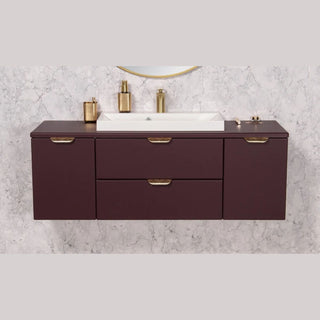 Bordo spalvos MAGNOLIA 120 cm pakabinama vonios spintelė su stalviršiu ir praustuvu