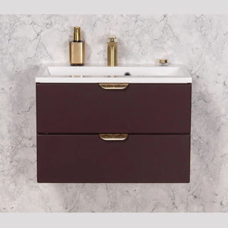 MAGNOLIA 60 cm bordo spalvos vonios spintelė su praustuvu iš šono