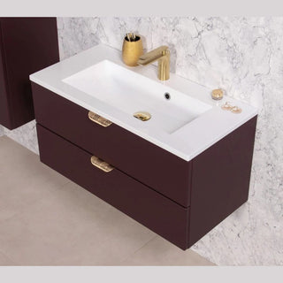 MAGNOLIA 80 cm bordo spalvos vonios spintelė su praustuvu iš šono