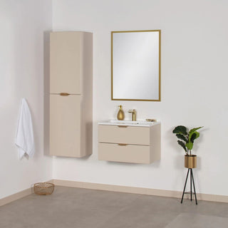 Smėlio spalvos MAGNOLIA 60 cm pakabinama vonios spintelė su praustuvu