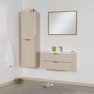 Smėlio spalvos MAGNOLIA 80 cm pakabinama vonios spintelė su praustuvu