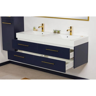 Tamsiai mėlyna vonios spintelė BELLI GOLD MG140-SS2P 140 cm su dvigubu praustuvu
