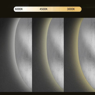 LED veidrodzio apsvietimo spalvu palyginimas 6000K, 4500K ir 3000K