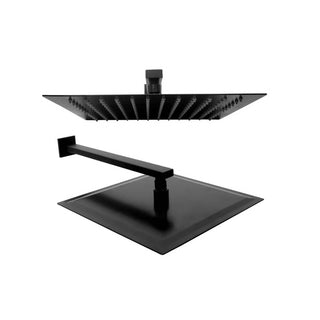 Kvadratinė juoda lietaus dušo galva su antikalkės sistema