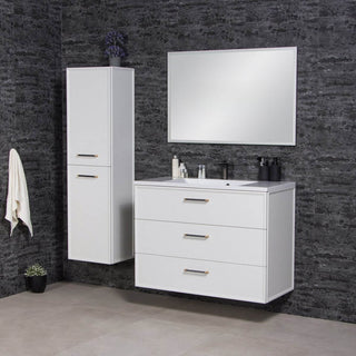 Pakabinamu vonios baldu ANTE komplektas su 100 cm spintele, auksta spintele ir veidrodziu