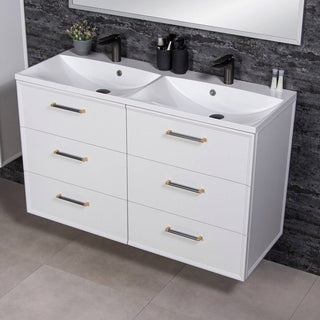 Matine balta spintele su dvigubu praustuvu ANTE 120 cm, soninis kampinis rakursas