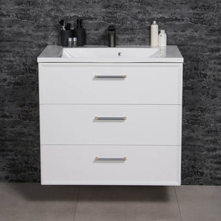 Matine balta spintele su praustuvu ANTE 80 cm, priekine projekcija su trimis stalciais